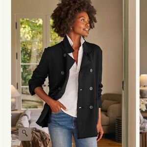 Frank & Eileen Belfast Double breasted PeaCoat Sweatshirt Black Size Large